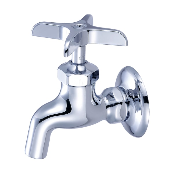 Single Handle Wallmount Faucet, NPT, Single Hole, Polished Chrome, Overall Height: 4.13"